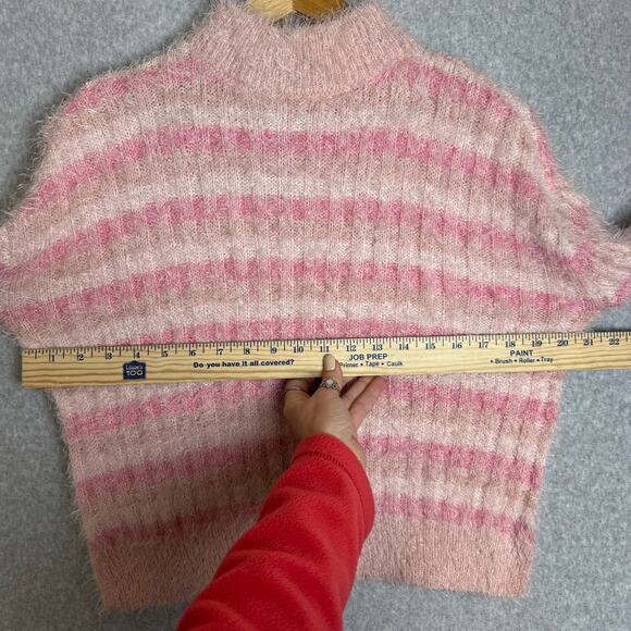 Y2K Candies Eyelash Sweater Womens Small Stretch Mock Neck Pink Striped Coquette - Picture 5 of 10